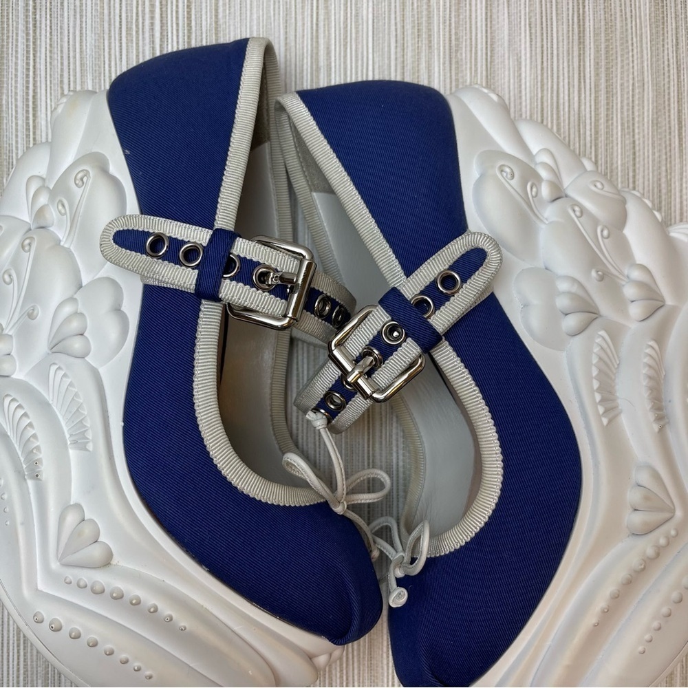 Miu Miu Embossed Faille Ballet Wedge Pumps Size 35 - Picture 5 of 16